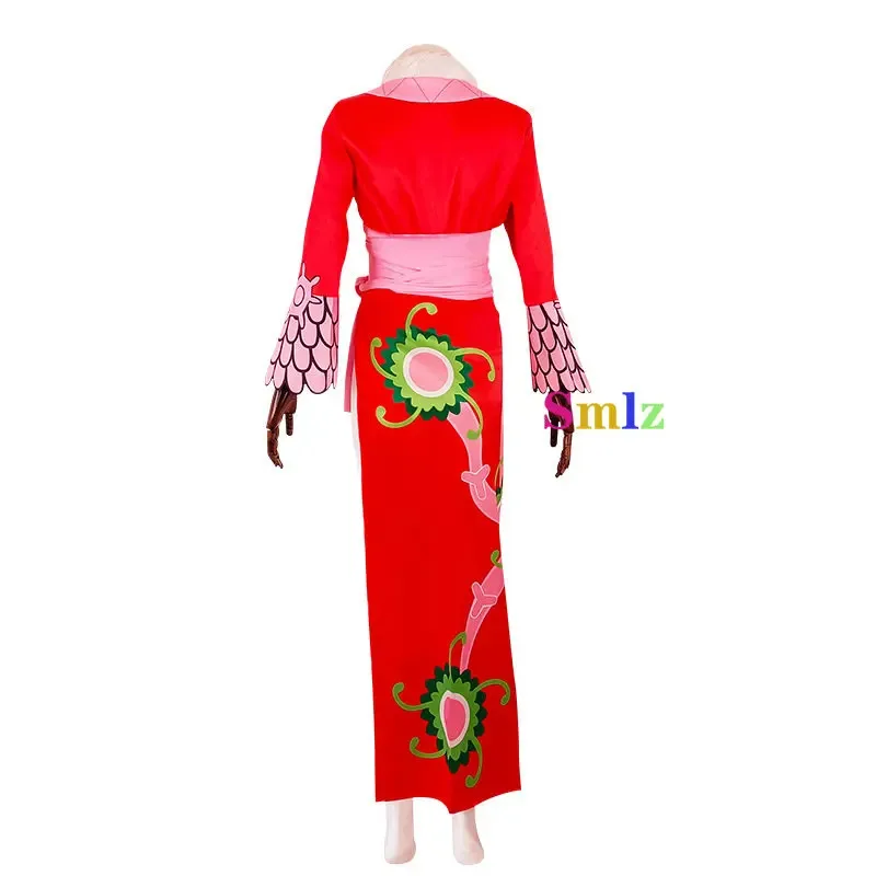 بوا هانكوك كوسبلاي كيمونو أنيمي هانكوك فساتين عباءة زي الهالوين للنساء كوس مجموعة شعر مستعار