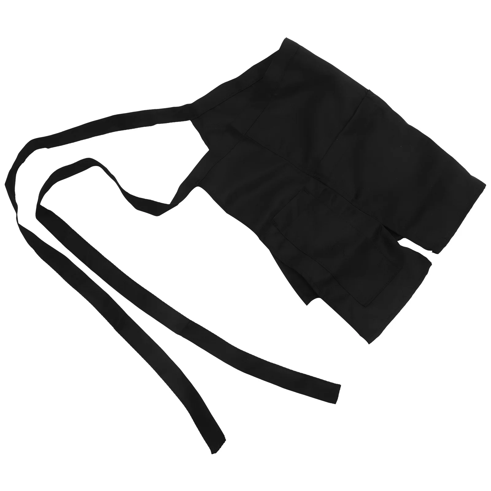 

Short Apron Women Black Serving Half with Pocket Polyester Machine Washable Practical Large Capacity Gardening Baking Cleaning