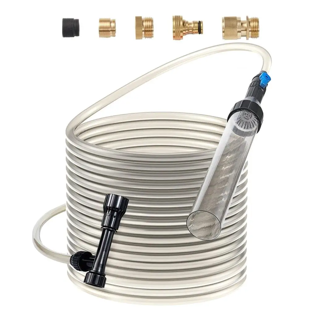 

Aquarium Gravel Cleaner 50ft PVC Hose Siphon Vacuum with Brass Adapters for Easy for fish Tank Sand and Gravel Cleaning