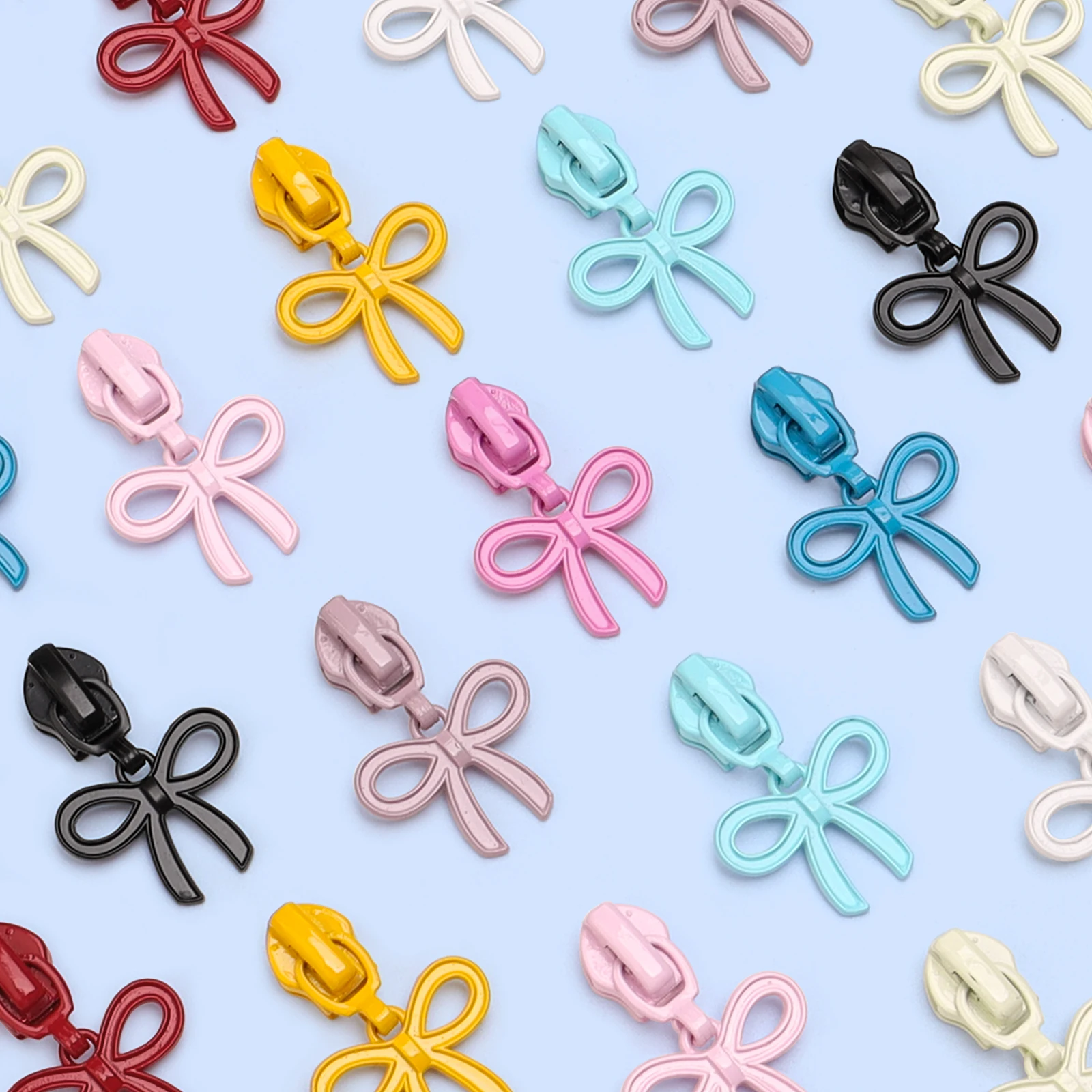 10PCS，5# Nylon Zipper Pulls - Colorful Bowknot-Shaped (10 Colors), For Nylon Zippers Only- DIY Handmade Sewing Replacement