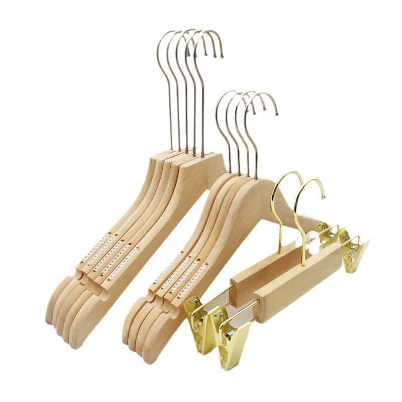 

Home Solid wood clothes hanger, paint-free clothing store support, men's and women's , non-slip children's clothing trouser rack