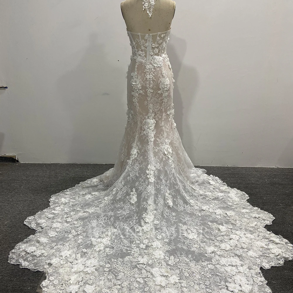 Boho Wedding Dress Bell Sleeves 2026 Woman Lace Strapless Appliques Mermaid Bohemian Bridal Dresses Customized vestidos de novia
