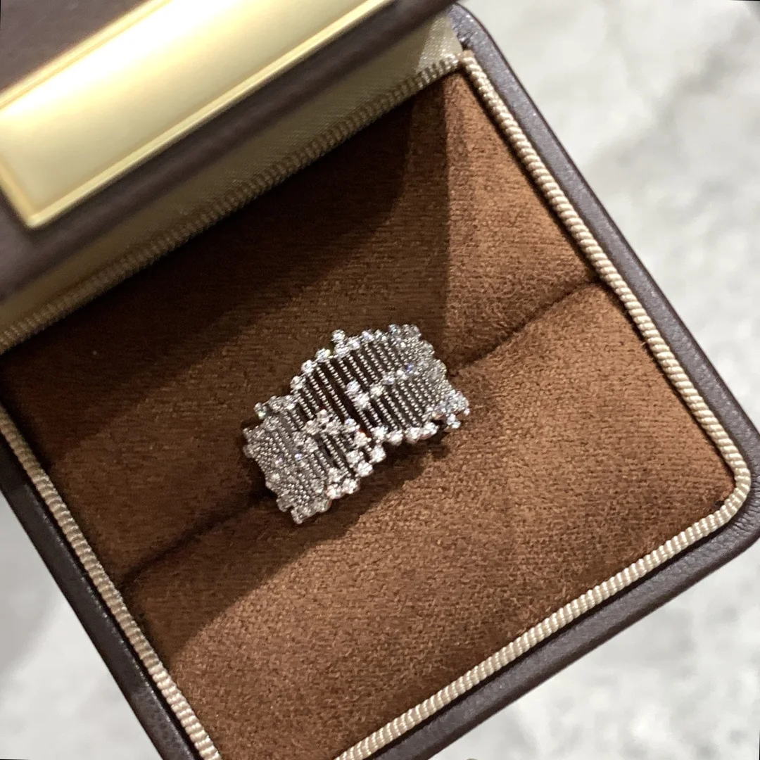 Trendy Real 925 Sterling Silver Rings For Women Anniversary Gift Lace Shape 5a Zircon Inlay Luxury Fine Jewelry