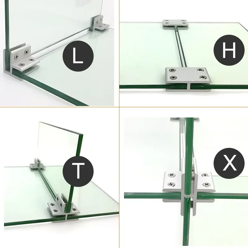 Showcase clamp connector Buckle for 4mm to 12mm glass Acrylic without drilling yourself DIY glass cabinet  aluminum clips
