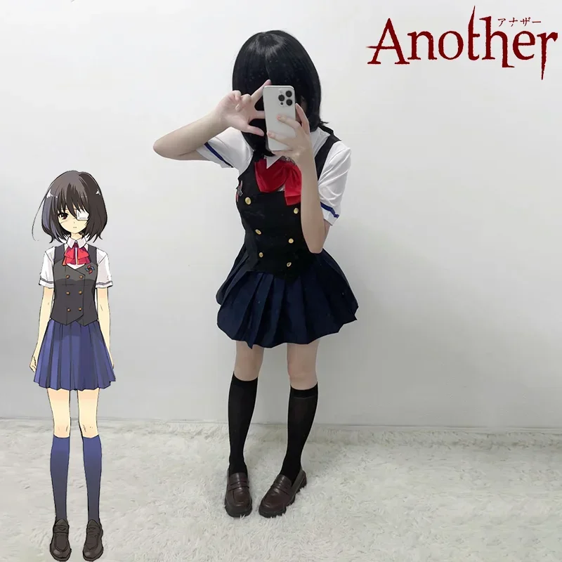 

Anime Another Misaki Mai Cosplay Costume Adult Women JK Skirt Shirt Vest Bow Tie High School Uniform Casual Halloween Outfits