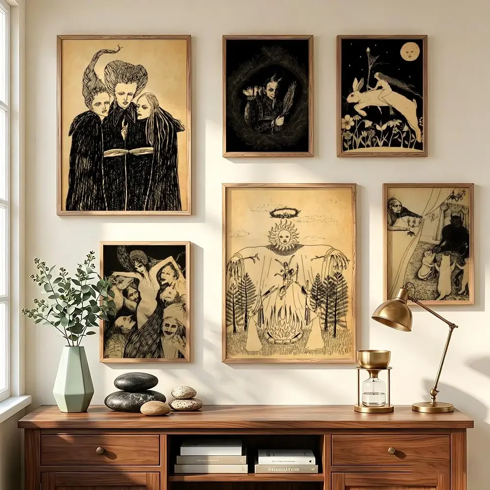 Abstract Retro Forest Witch House Art Anime Painting Calligraphy Poster Art Art Suitable For Living Room Bedroom Bar Parlor Home