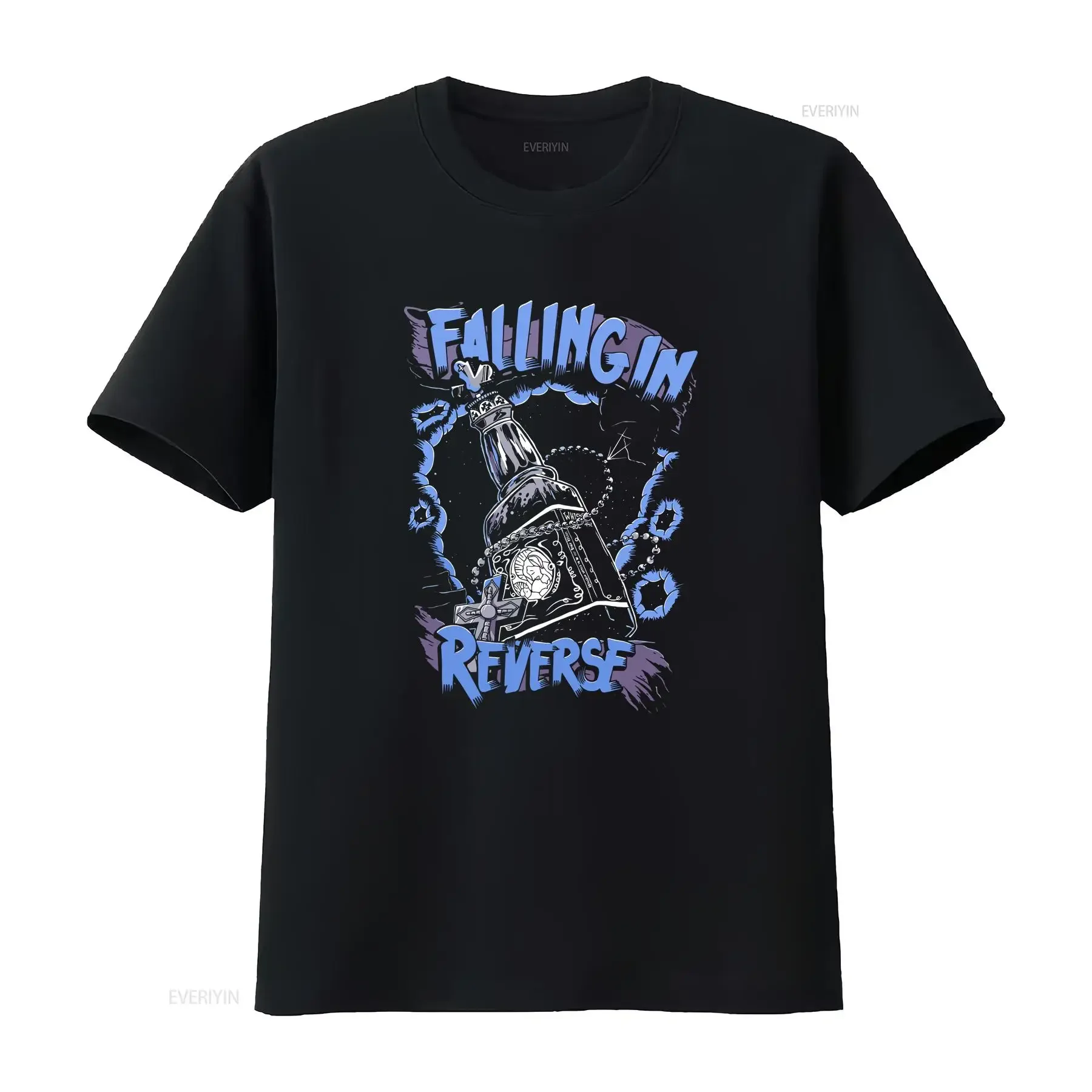 Falling In Reverse band tour graphic short sleeve black shirt men women KTV9501 vintage Washed homme fashion Unisex Soft Casual