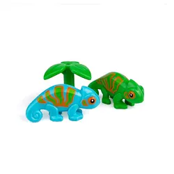 MOC 1PCS 57763 Lizard Chameleon Building Blocks Blue Green Animal 6287954 6275289 Part Brick Particle Toy Children Birthday Gift