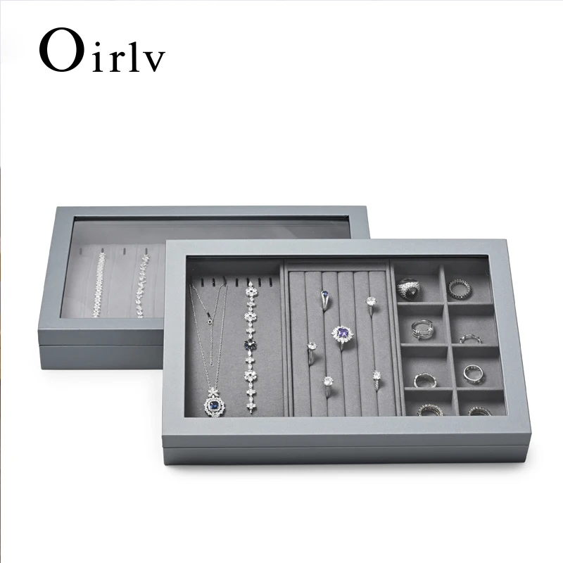 Oirlv Fashion Jewelry Box With Lid Storage Box Necklace Ring Box PU Leather Jewelry Window Display Props Jewelers Joyero
