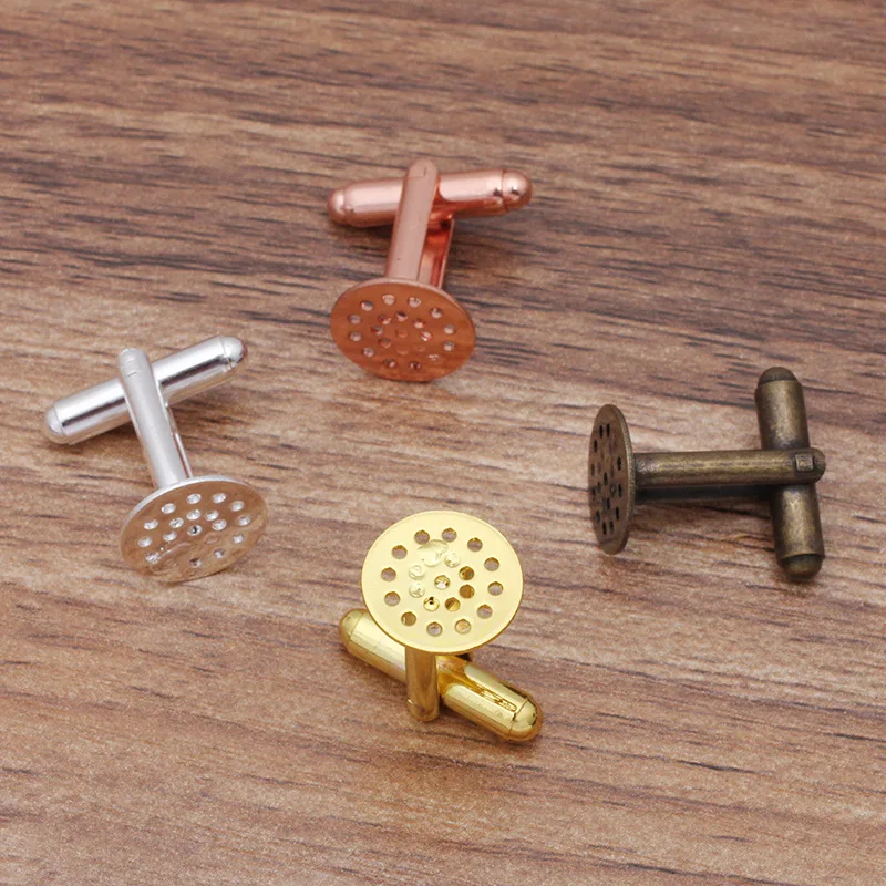 10pcs/lot 12mm Cabochon Base Cufflink Blank Settings Brass Blanks Bezel Base For Cameo DIY French Style Cufflink Jewelry Marking