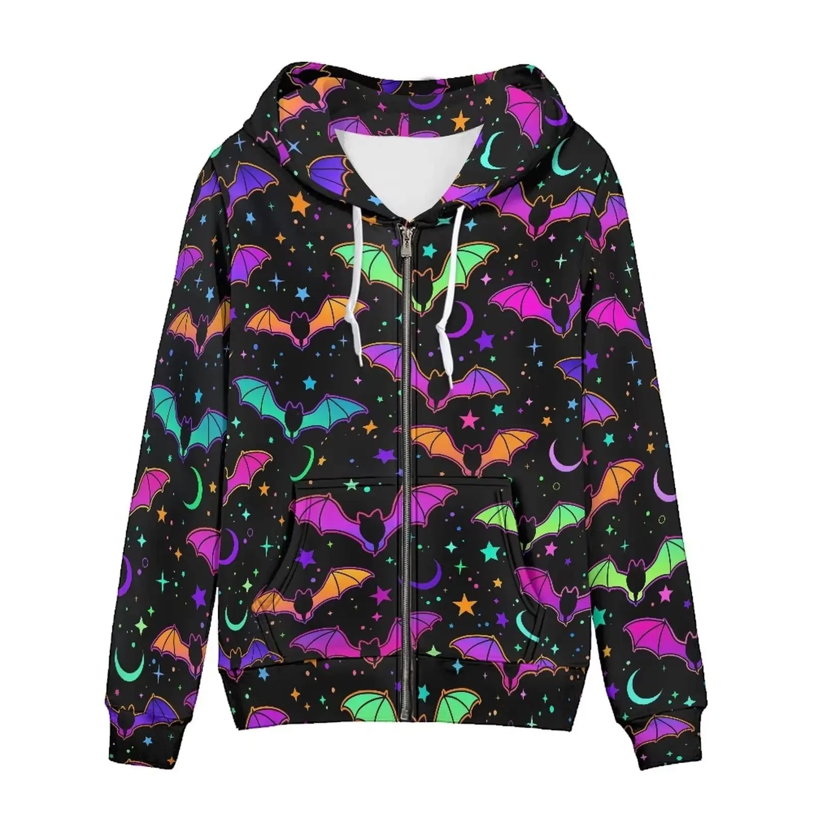 HX Bat Galaxy Hoodies Fashion Animals Zip Up Hoodie Pockets Coats Spring Autumn Sweatshirts Harajuku Men For Women Clothing