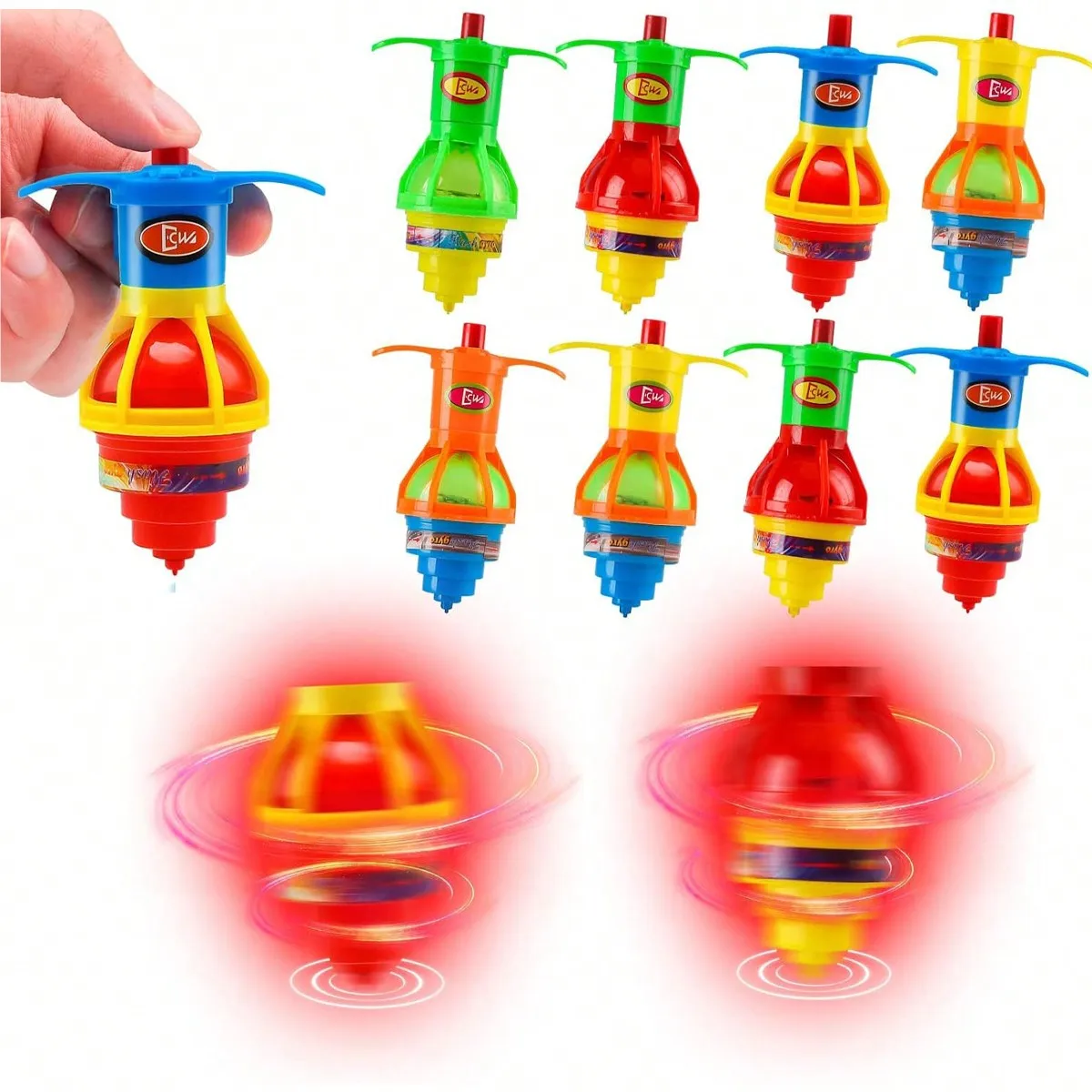 4pcs-Christmas Toys LED Glow Gyro Spin Countertop, LED Blinking Spin Toys,Plastic LED Peg-top Toy, Funny Random Toy For Kids  Pa