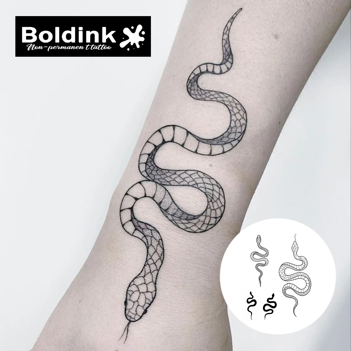 Snakes Temporary Tattoo,Lasts To 15 Days New Technology Magic Waterproof Semi Permanent Sticker.