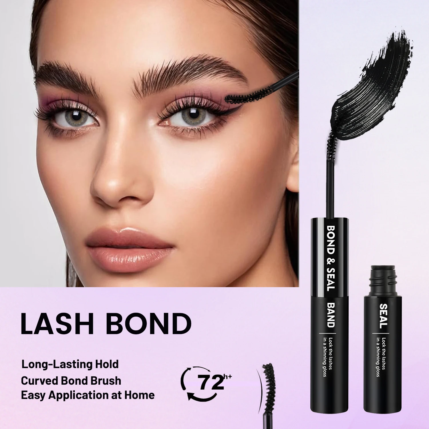 Eyelash Adhesive and Sealing Waterproof Glue, 72-Hour Long-Lasting Gentle Formula, Strong Cluster Glue for Eyelash Extensions