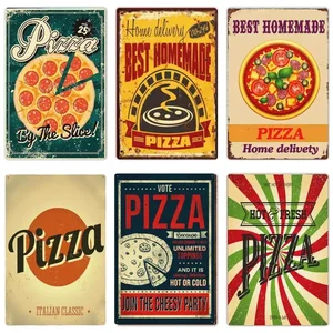 Tolle Vintage Food Metal Signs Zone Pizza Pub Plattenstange Dekoration für Haushaltsplakate hausgemachte Pizza Italienische Wandkunstplatte 8 Hauptverkaufsdekoration Pizza - №7