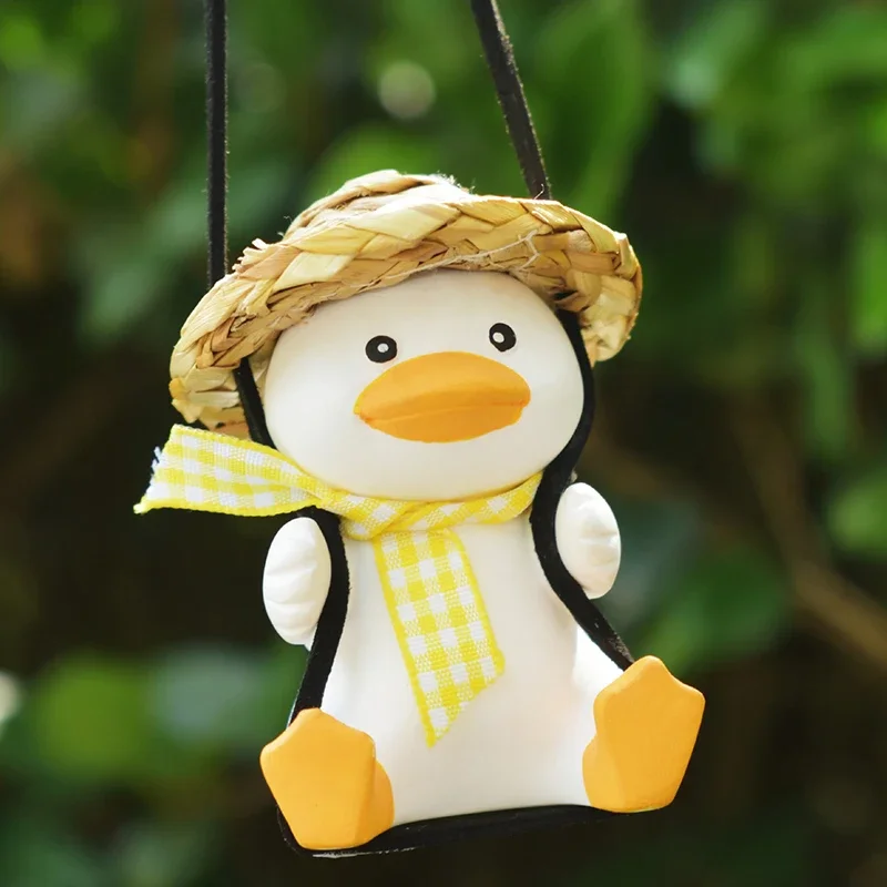 1 PC Cute Anime Little Duck Swing Car Pendant Interior Auto Rearview Mirror Ornaments Pendant For Car Accessory Gift for Friends