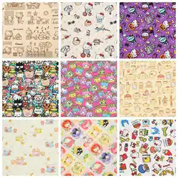 20 Count Plain Cotton Sanrio Hello Kitty Print Fabric for Sewing Patchwork Handmade DIY Bag Clothing Dress fabrics