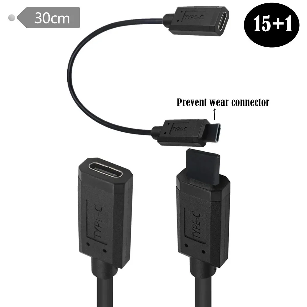 

Anti-static USB C Type C Wear-resistant Test Line Prevent Wear Connector USB Type-c Male To Female Male Cable 10GBPS 0.3M
