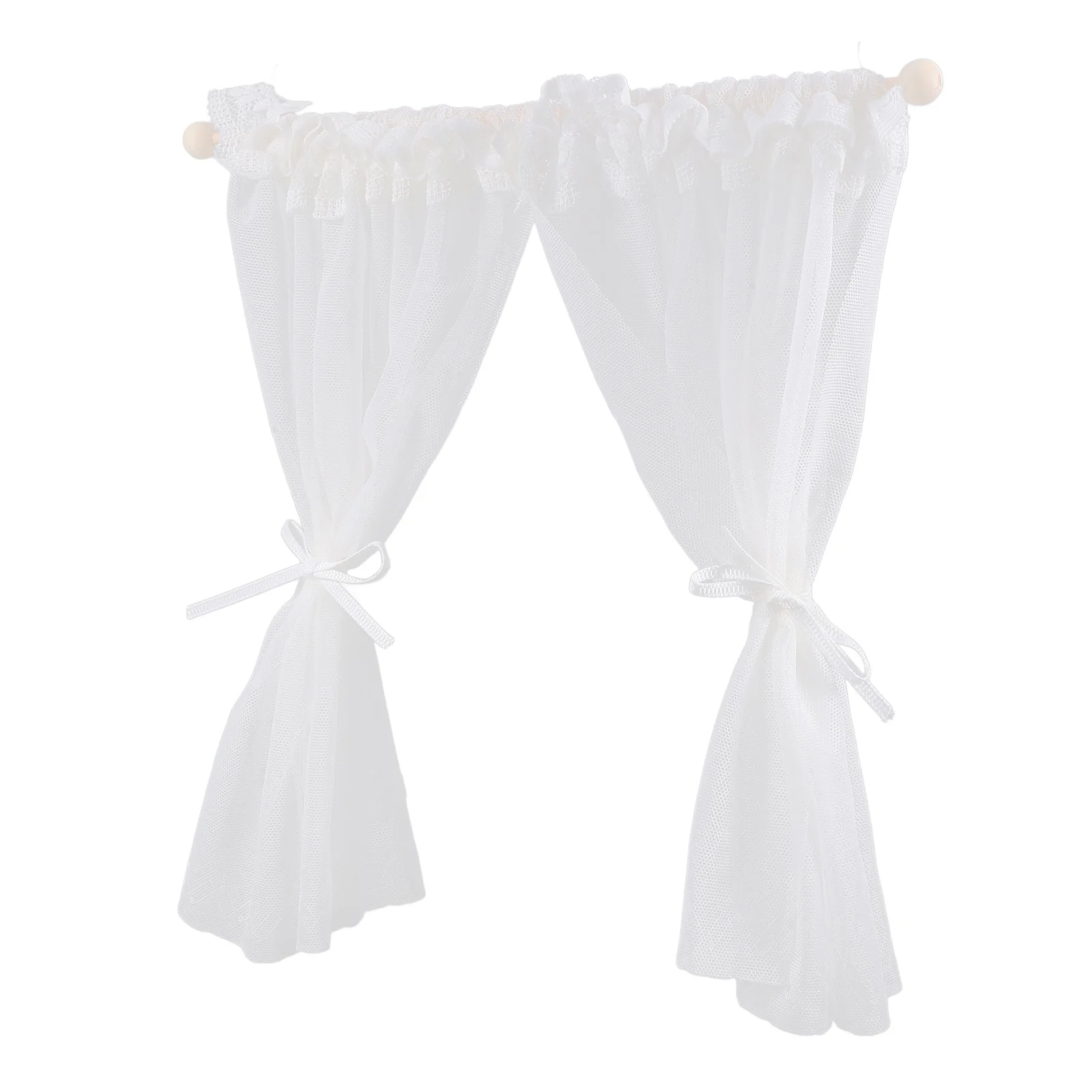 

2Pcs Miniature Lace Window Drapes Elegant Mini Window Curtain Set DIY Accessories Tiny House Decoration Scene Prop