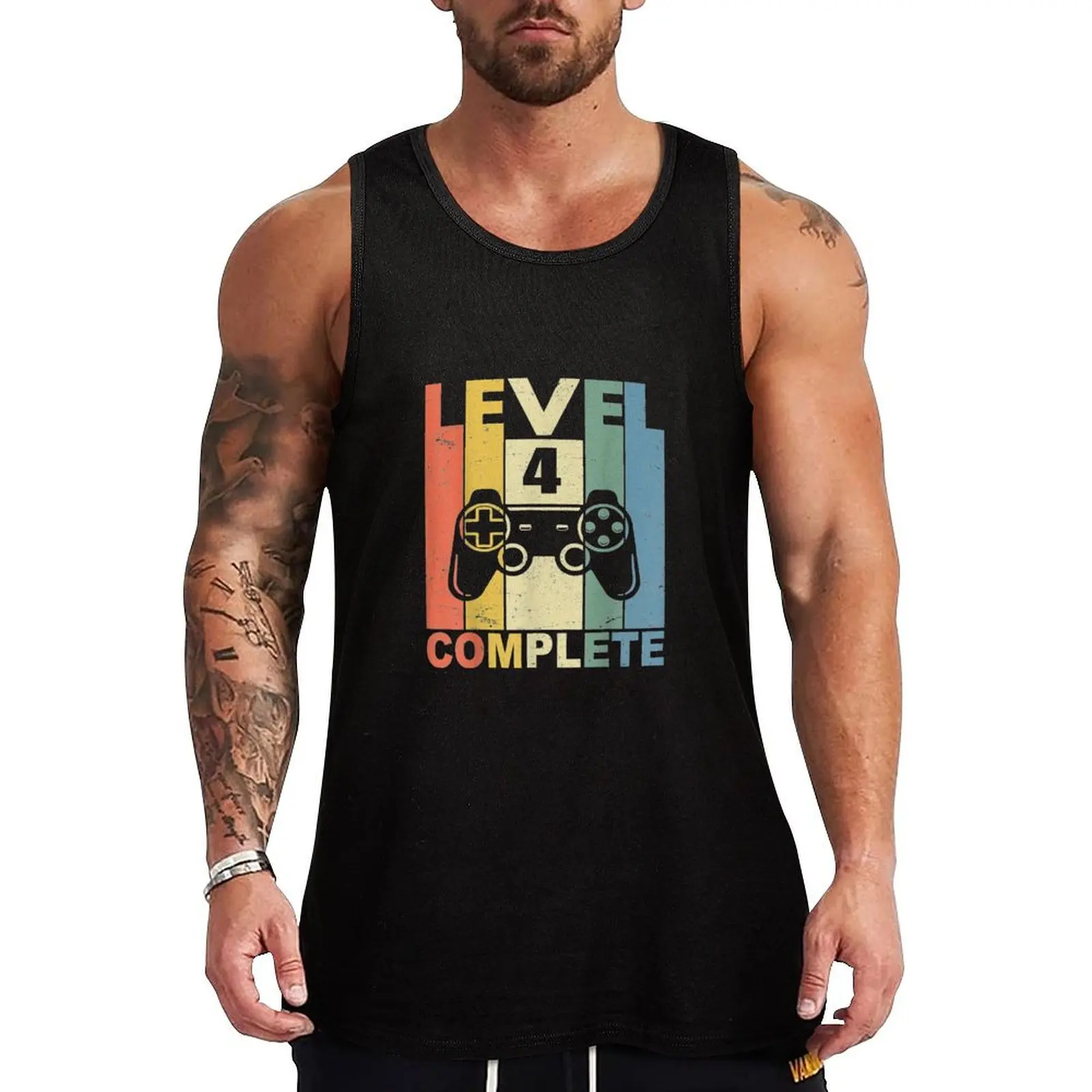 Level 4 Complete Vintage Celebrate 4th Wedding Gift Tank Top Basic Cotton Blend Tank Top Casual Sleeveless Shirt