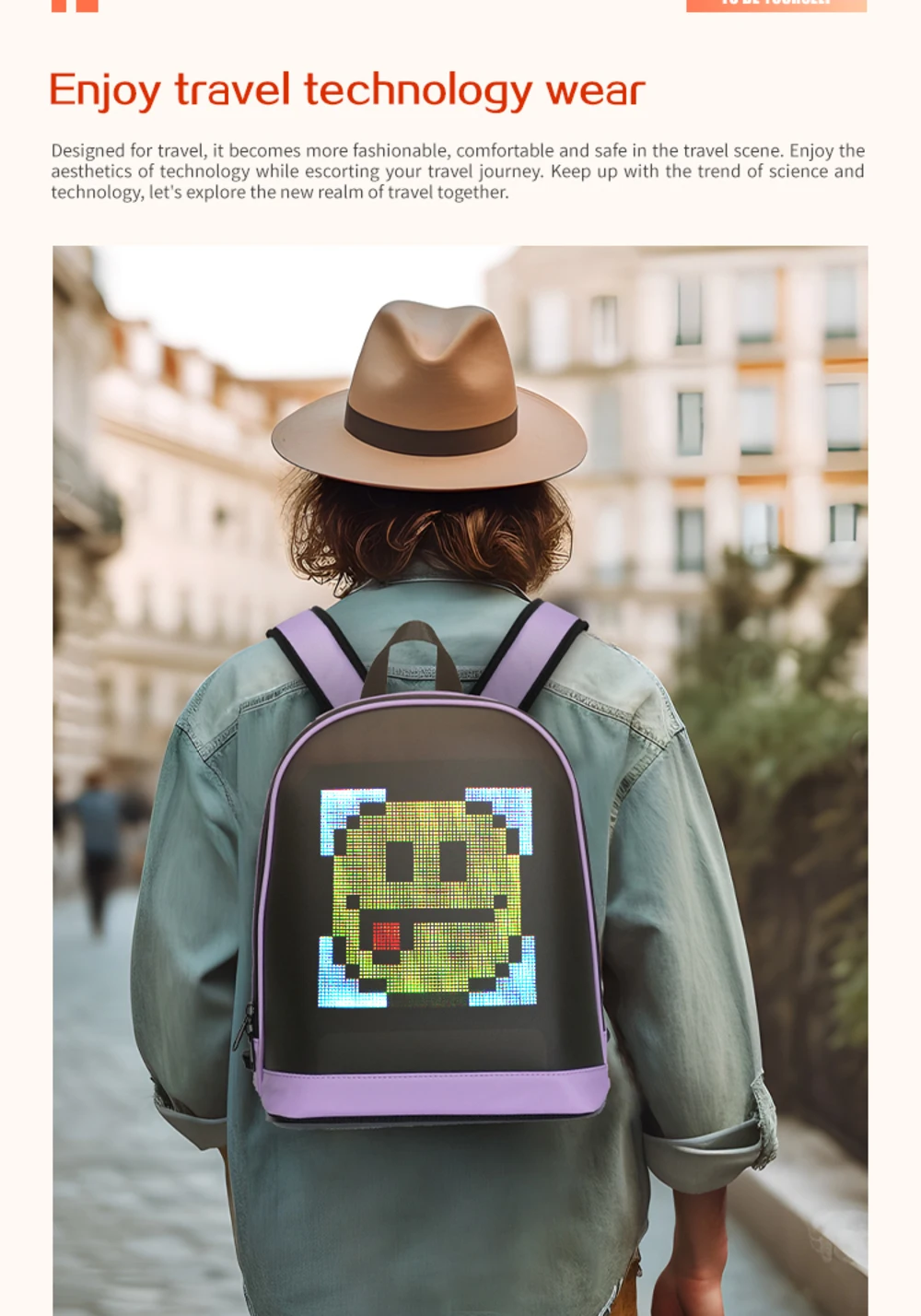 T7 LED Back pack with Programmable Screen, DIY Pixel Art Programming Screen Didital Backpack for Kids