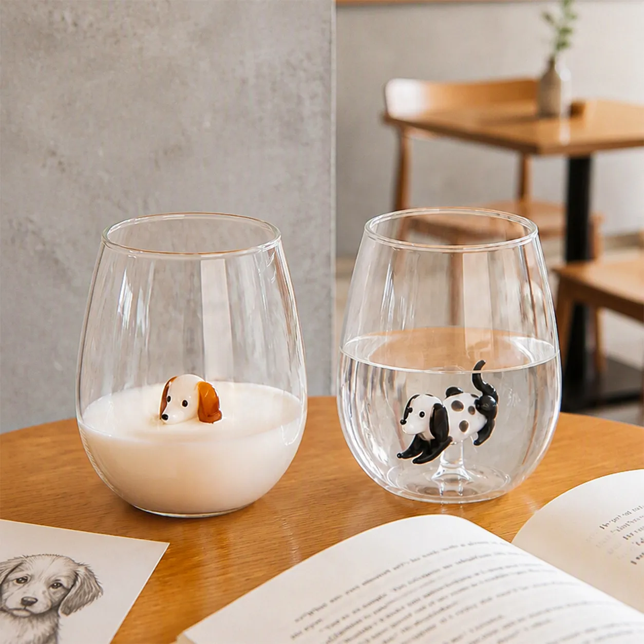 Cute Cartoon Animals Glasses 3D Dogs Milk Coffee Glass Borosilicate Heat‑resistant g