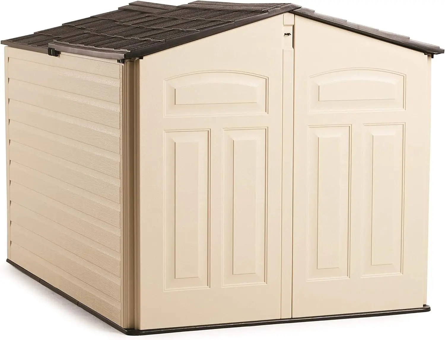 Rubbermaid Slide-Lid Resin Outdoor Storage Shed (5 x 6.5 Ft),Weather Resistant, Beige/Brown