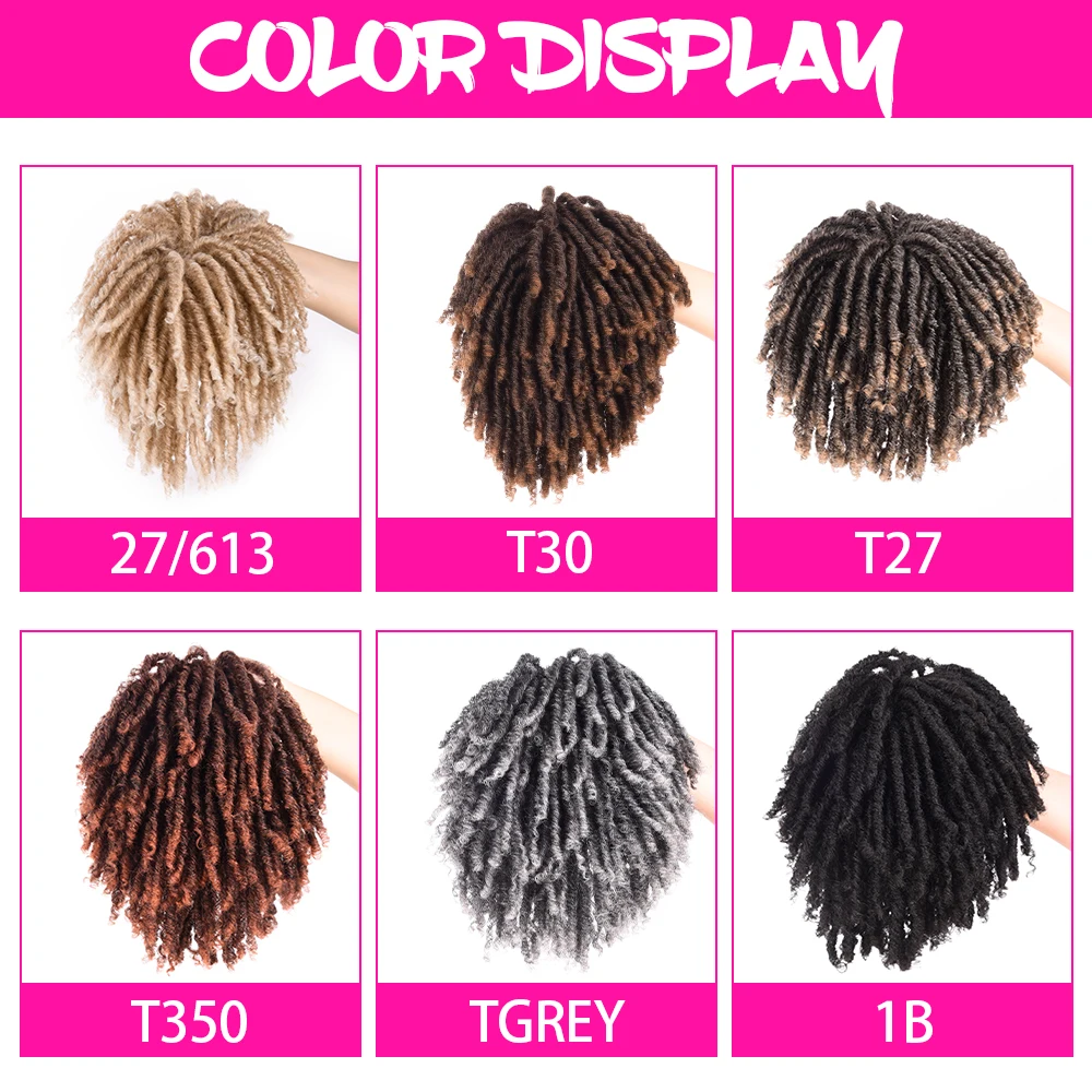 Silike Synthetic Topper Closure Handmade Dread locs Hair Topper Wig 27-613 Ombre Dread locks Soft Short Wig Dreads for Men Women