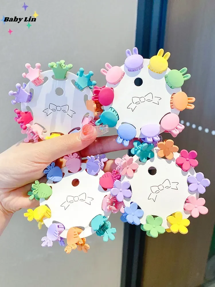 10PCS/Set Girls Cute Cartoon Flowers Fruit Hairpins Children 2.0cm Mini Hair Clips Sweet Hair Decorate Fashion Hair Accessories