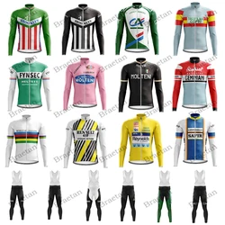 Summer Multi Styles Men Retro Cycling Jersey Long Sleeves Riding  No Fleece Bike Top Paris Roubaix Brooklyn Ford Faema Molteni