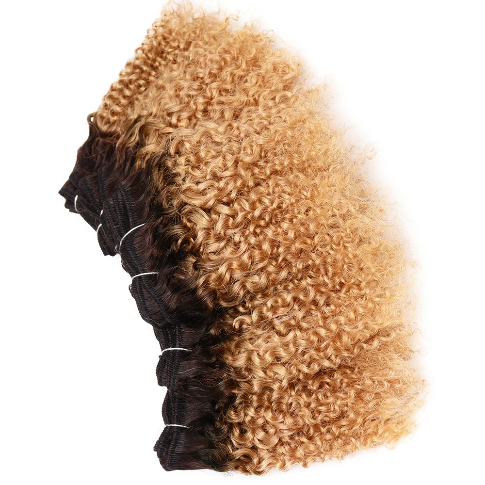 حزم قصيرة مجعدة مزدوجة تعادل جيري حليقة 100% حزم الشعر البشري 8-12 بوصة شعر ريمي برازيلي 6 حزم للنساء السود