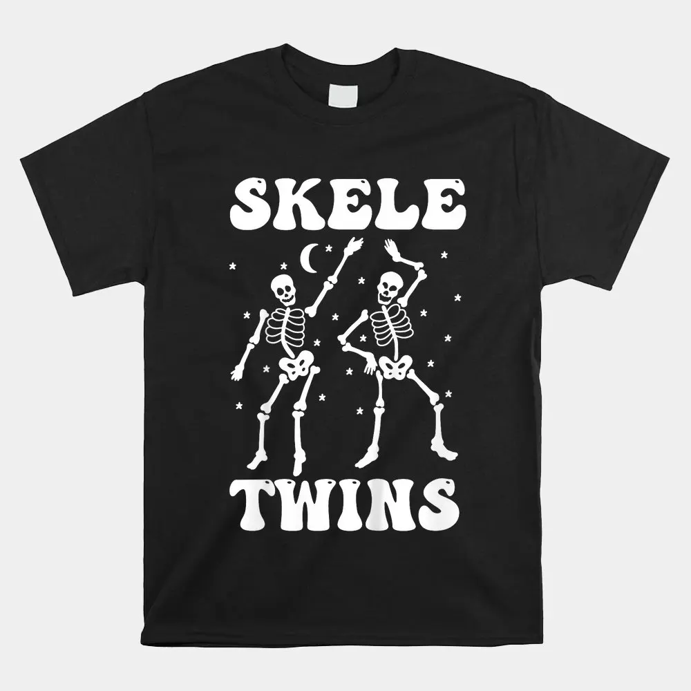 Twins Halloween Matching Skeletwins Funny Dancing Skeletons Shirt