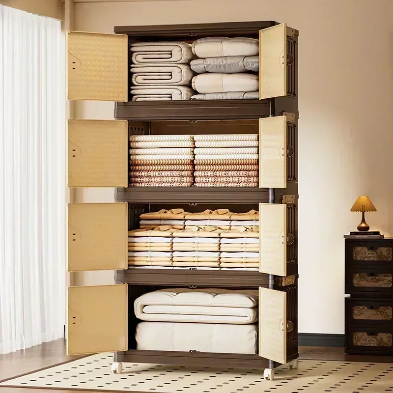 

Storage Cabinet Household Folding Storage Box Antique Living Room Snack Cabinet Large Capacity Bedroom Multi-layer Locker