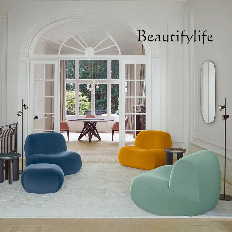 

Nordic modern designer casual fabric lazy sofa chair hotel living room single chair