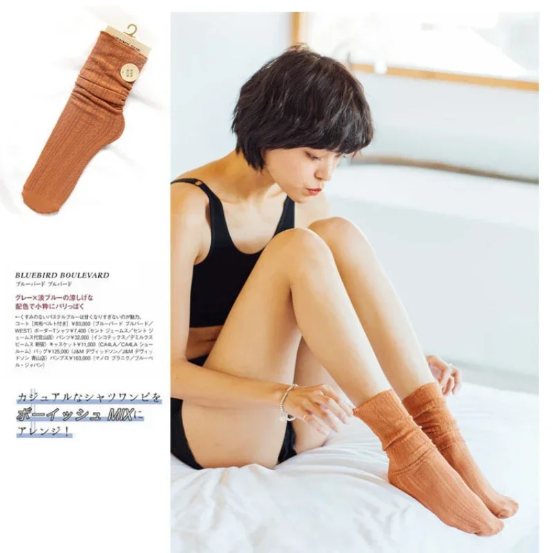 Japanese Spring Summer Ultra-thin Socks Mesh Hollow Out Women Girls Socks Solid Color Female Harajuku Retro Vintage Long Socks