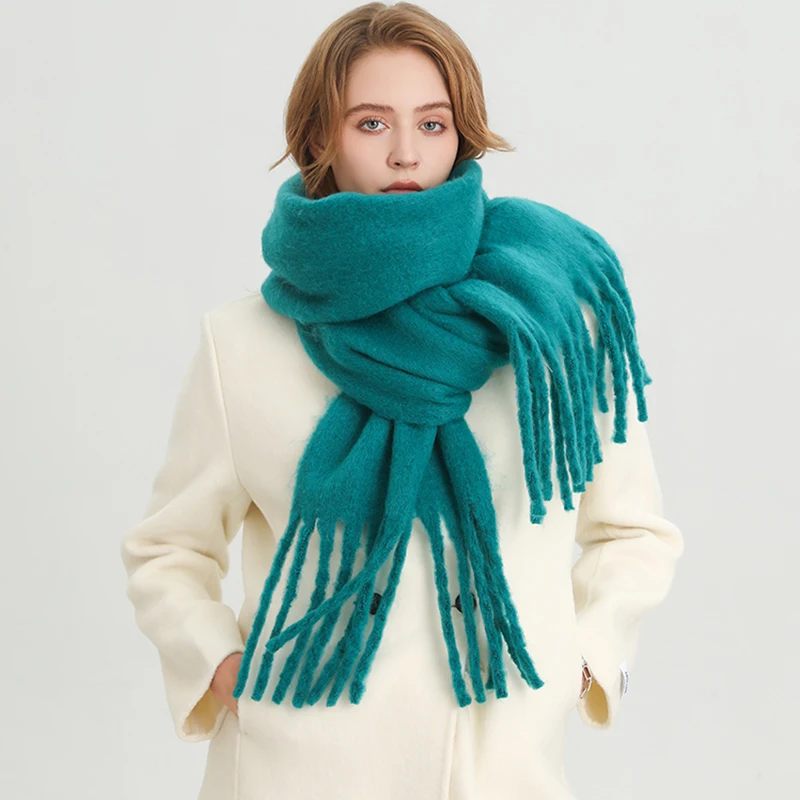 Winter Scarf for Women Cashmere Warm Solid Pashmina Blanket Wraps Female Thick Soft Bufanda Big Tassel Shawl Long Poncho Echarpe