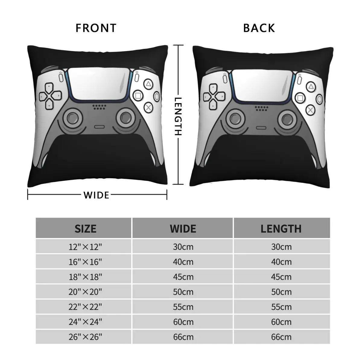 PS5 Controller Art Design Square Pillowcase Polyester Linen Velvet Printed Zip Decorative Car Cushion Cover