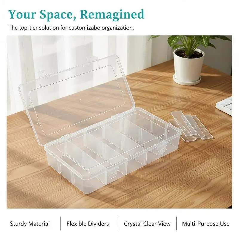 5-Grid Transparent Hardware Storage Box description 5