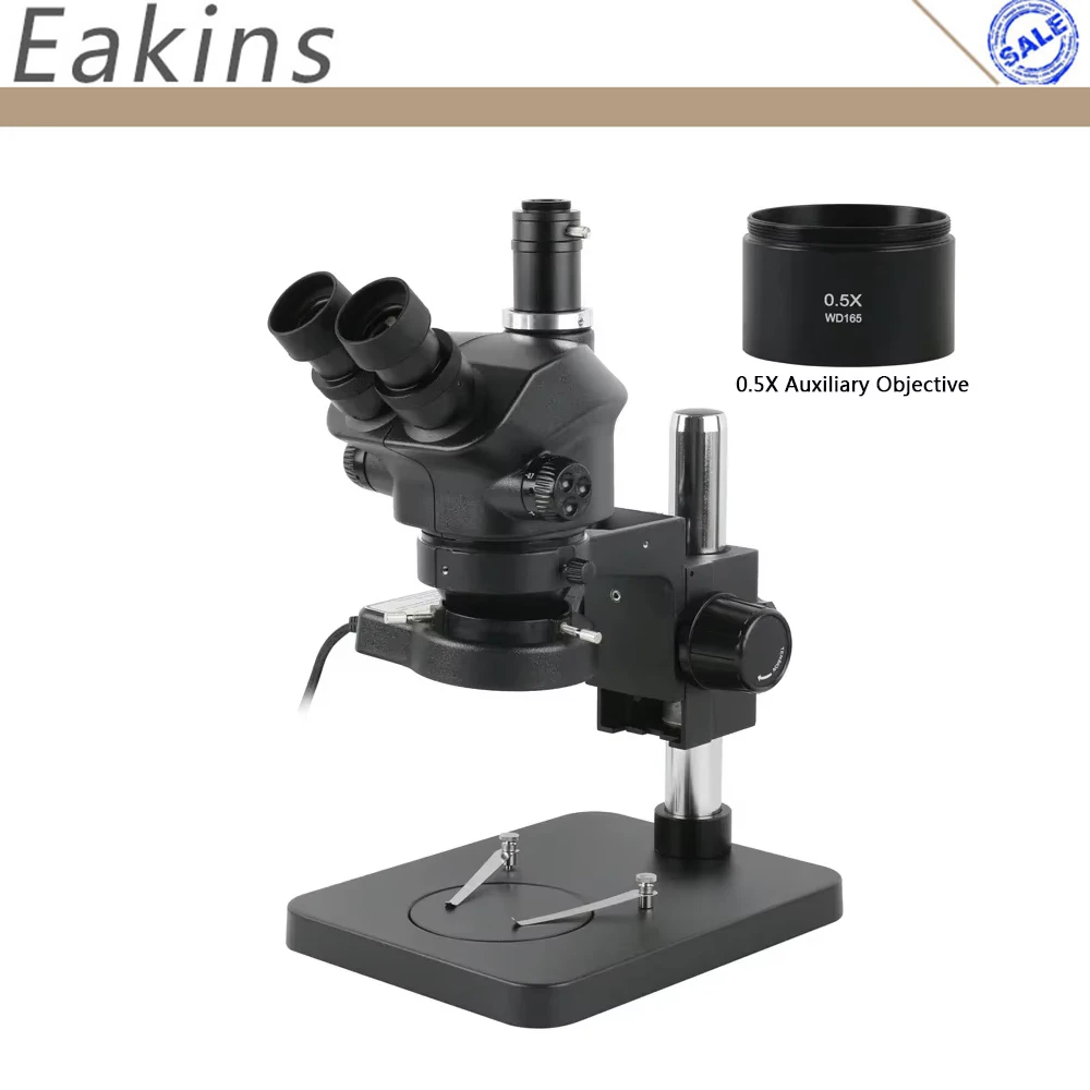 3.5X 7X 50X Simul-Focus Parfocalization Trinocular Stereo Microscope Barlow Lens for Microscopic Observation Repair Tools