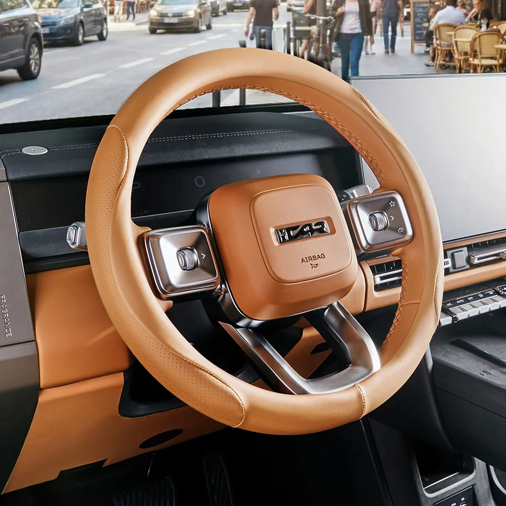 

PU Leather Steering Wheel Cover Automotive Parts For Chery iCAR V27 Four Season Universal Anti Slip Handle Protective Cover