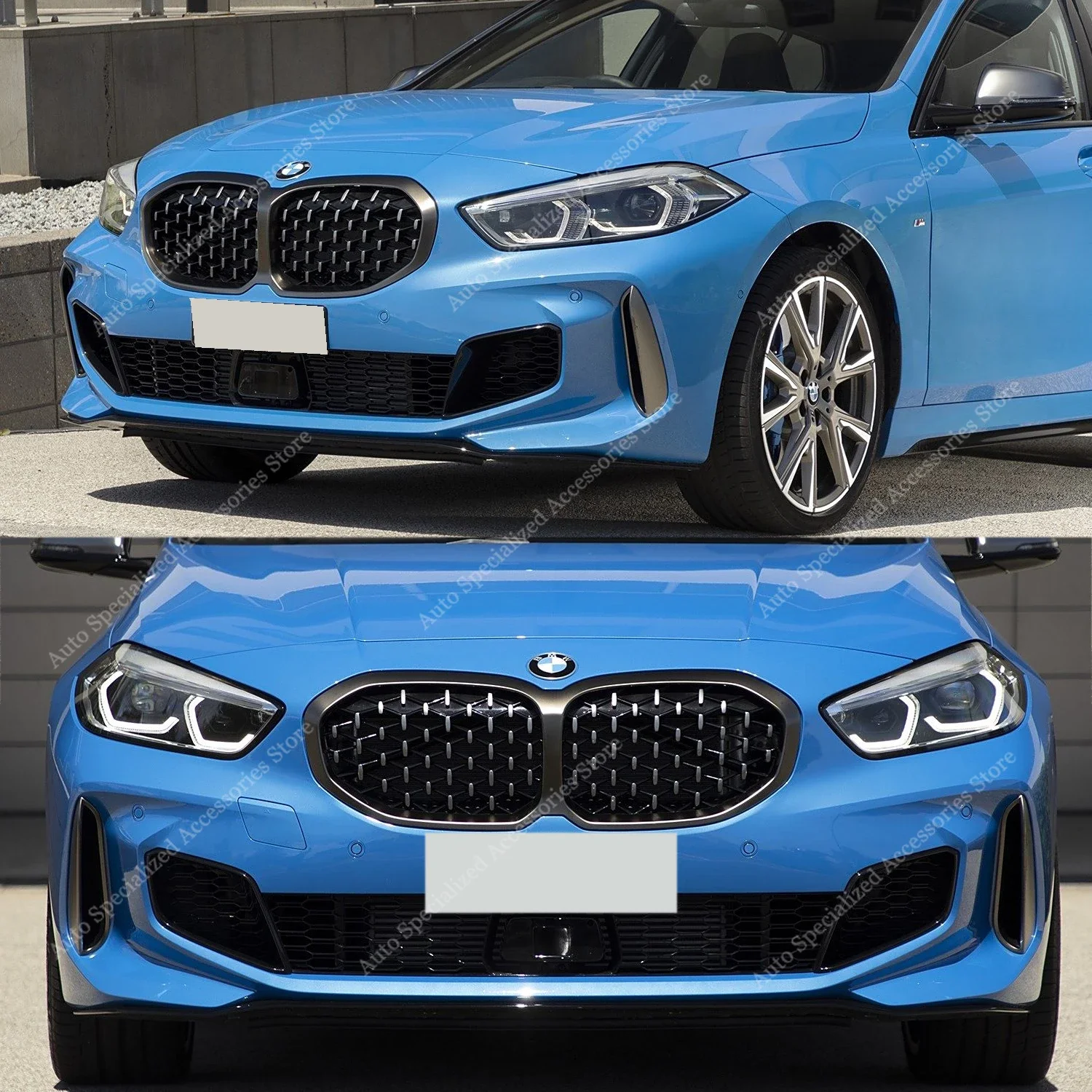 Gloss Black Front Bumper Airvent Trim Cover For BMW 118i 120i 120d 128ti M135i M Sport 2019-2024 Pre-Facelift Bodykits Tuning