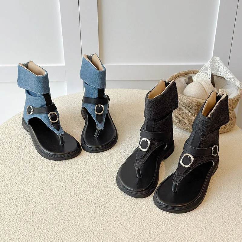 Girls Toe Sandals 2026 Summer New Children's Shoes Girls Princess Tall Fashion Cool Boots