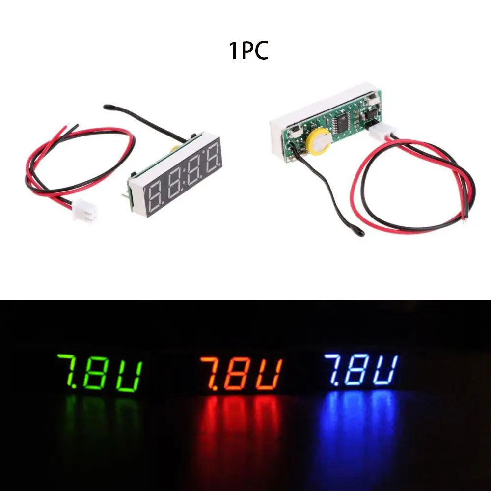 Motorcycle Mini Voltmeter LED Display Car Electric Clock Digital Timer Thermometer