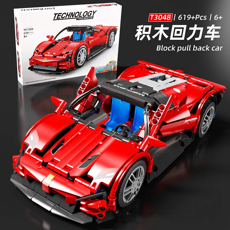 

Racing Sports Pull Back Car Building Blocks Set Educational DIY Construction Model Assemble Vehicle Bricks Toys For Kids Gifts