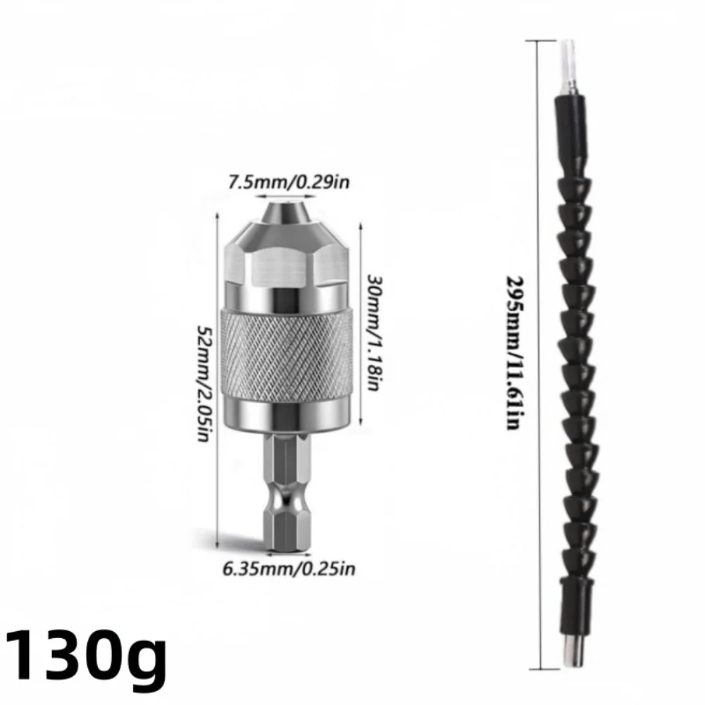 

1PCS Drill Chuck-Mini Keyless Hex Shank Three-Jaw Chuck Drill Chuck Converter Screwdriver Adapter Head With Black Soft Shaft