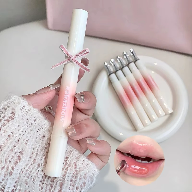 6-kolorowy lustrzany błyszczyk do ust z żelkowym efektem, aplikator w kształcie żelaznej szczoteczki, nawilżający tint do ust, szminka, naturalny makijaż ust w odcieniach nude, kosmetyki