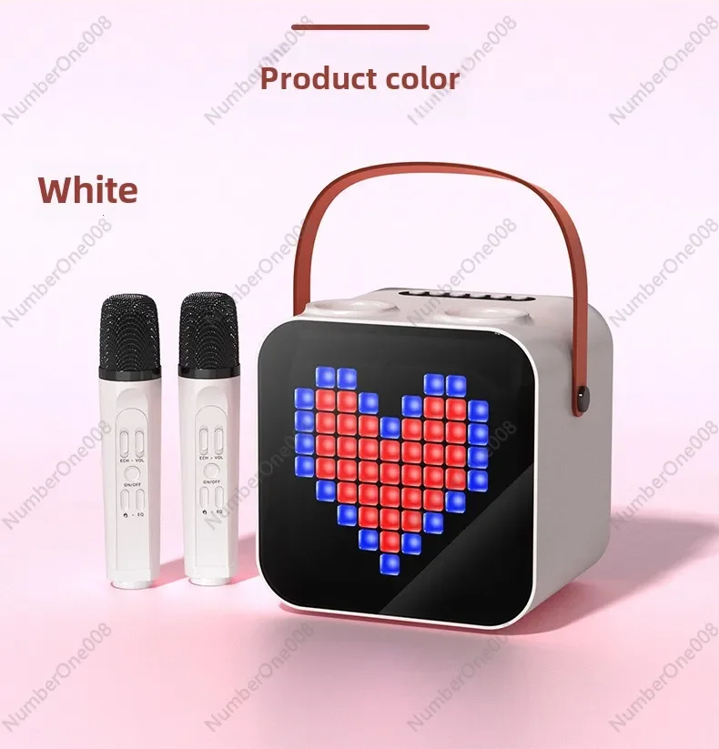 SP-100 Bluetooth Speaker Outdoor Portable Karaoke Dual Microphone RGB Screen Display