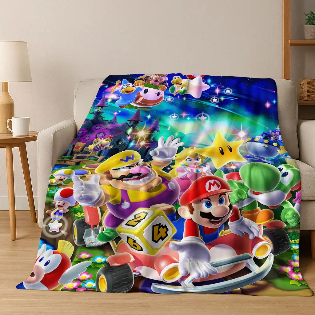 3D Mario Cartoon Gift Flannel Blanket,Warm and Cozy Soft Throw Blanket for Home Bedroom Bed Sofa Travel Picnic Office Cover Kid view 4