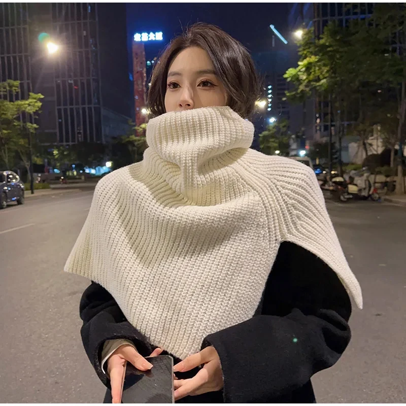 Scarf Women Pullover Sweater Knitted Shawl Korean Versatile Neck Cover Knitted Shawl High Neck Camisole Shawl Clothes Accessory