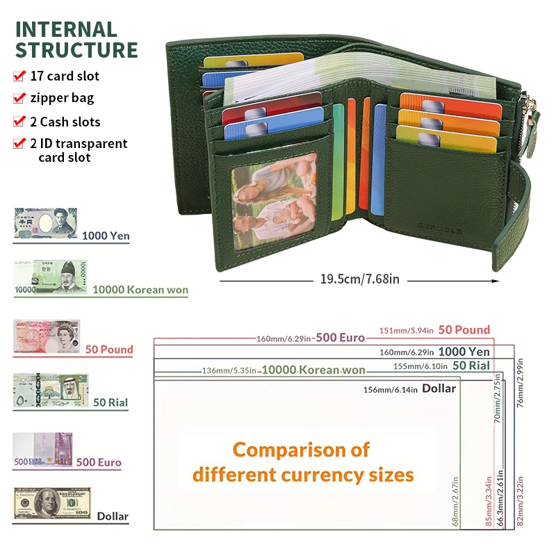 فرشاة تتفاعل المضادة للسرقة الجديدة ثلاثة أضعاف متعددة أضعاف محفظة جلد البقر الأصلي متعددة الوظائف المضادة للعبث حقيبة للبطاقات المغناطيسية sho